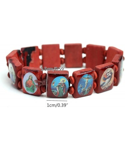 Unisex Wooden Rosary Bead Bracelet Religious Catholic Saints Icon Stretch Bracelet Elastic Bracelets Gifs BK $4.47 Bracelets