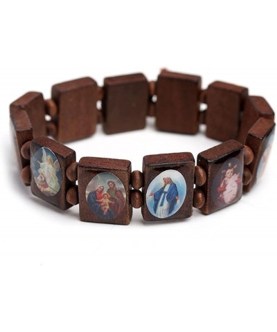 Unisex Wooden Rosary Bead Bracelet Religious Catholic Saints Icon Stretch Bracelet Elastic Bracelets Gifs BK $4.47 Bracelets