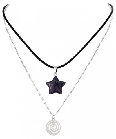 Spiral Star Pendant Necklace for Teen Girls, Y2K Indie Grunge Aesthetic Jewelry Blue Sandstone $7.79 Necklaces