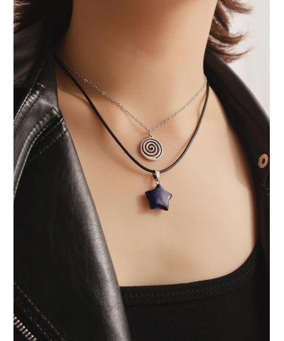 Spiral Star Pendant Necklace for Teen Girls, Y2K Indie Grunge Aesthetic Jewelry Blue Sandstone $7.79 Necklaces