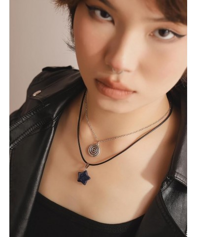 Spiral Star Pendant Necklace for Teen Girls, Y2K Indie Grunge Aesthetic Jewelry Blue Sandstone $7.79 Necklaces