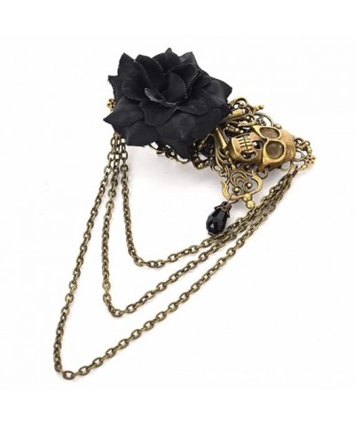 Vintage Punk Rose Hair Clip Skull Cross Long Chain Brooch Pin Gothic Lolita Headpiece for Halloween Costume Hair Accessories ...