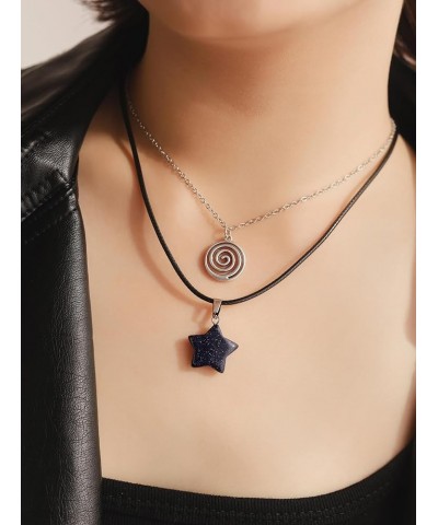 Spiral Star Pendant Necklace for Teen Girls, Y2K Indie Grunge Aesthetic Jewelry Blue Sandstone $7.79 Necklaces