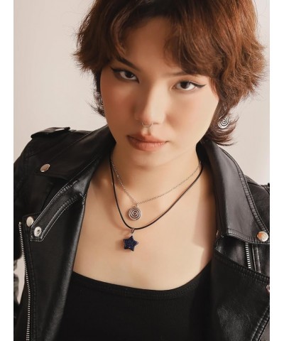 Spiral Star Pendant Necklace for Teen Girls, Y2K Indie Grunge Aesthetic Jewelry Blue Sandstone $7.79 Necklaces