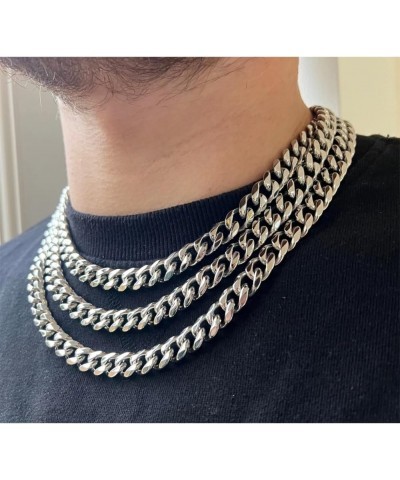 3.5/6/10mm Wide Silver Tone / 18K Gold Plated Cuban Chain for Men Women, Stainless Steel Miami Cuban Link Curb Chain Necklace...