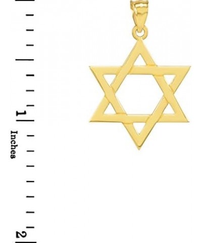 14K Yellow Gold Traditional Jewish Six Pointed Star of David Magen David Hexagram Pendant Necklace (Large) - Choice of Length...