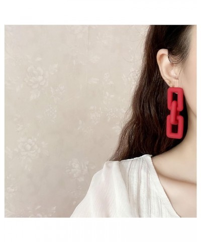 Chain Earrings for Women Acrylic Chain Dangle Earrings Chunky Geometric Paperclip Earrings Jewery Gift red $7.53 Earrings