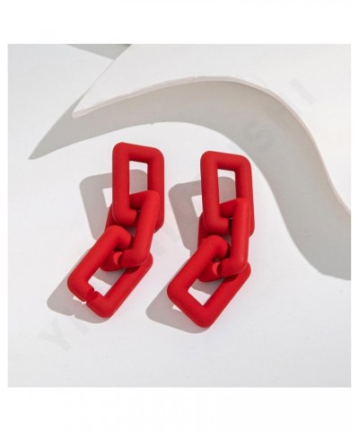 Chain Earrings for Women Acrylic Chain Dangle Earrings Chunky Geometric Paperclip Earrings Jewery Gift red $7.53 Earrings