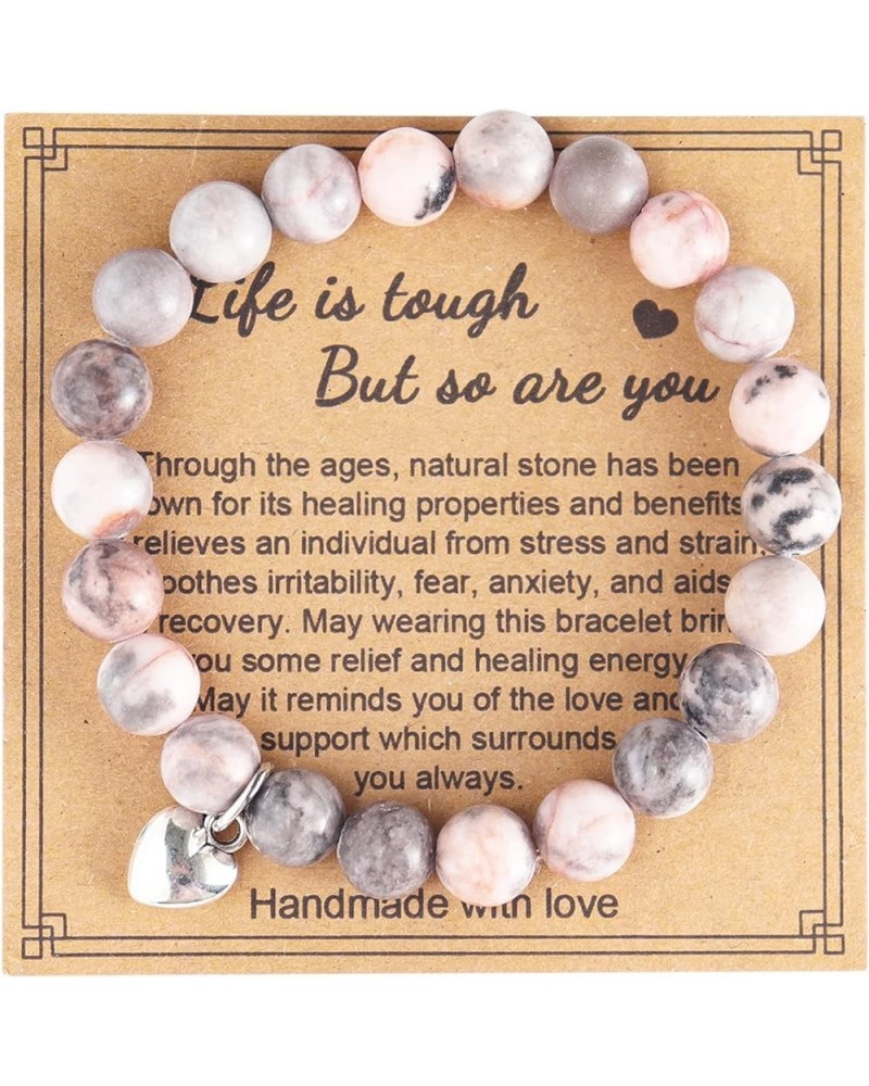 Natural Stone Amethyst Beaded Healing Bracelet for Women with Message Card Life is Tough But So are You Inspirational Bracele...