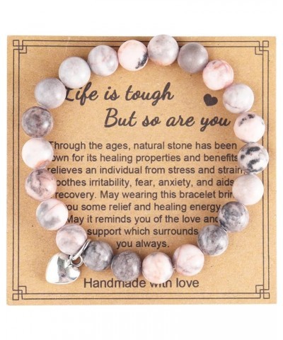 Natural Stone Amethyst Beaded Healing Bracelet for Women with Message Card Life is Tough But So are You Inspirational Bracele...