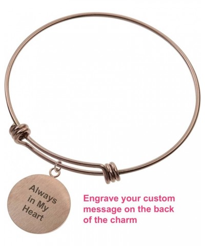 Love You to The Moon and Back Personalized Fingerprint Photo Engrave Dangle Charm Adjustable Wire Bangle Bracelet Inspiration...