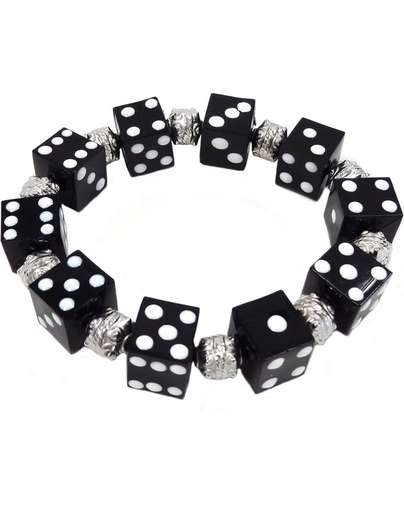 Hand Painted Red Dice Beaded Stretch Bracelet, 7 5 inch Black $7.63 Bracelets