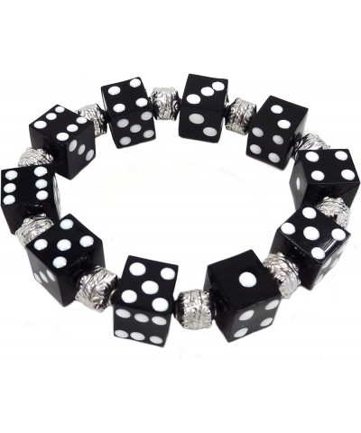 Hand Painted Red Dice Beaded Stretch Bracelet, 7 5 inch Black $7.63 Bracelets