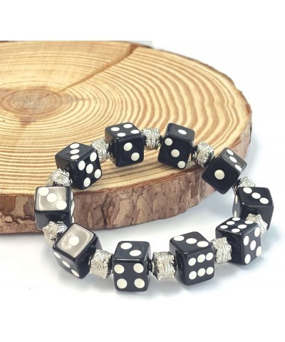 Hand Painted Red Dice Beaded Stretch Bracelet, 7 5 inch Black $7.63 Bracelets