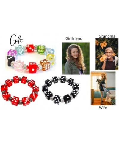 Hand Painted Red Dice Beaded Stretch Bracelet, 7 5 inch Black $7.63 Bracelets