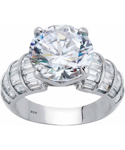 PalmBeach Jewelry Platinum-plated Sterling Silver Round Cubic Zirconia Engagement Ring Sizes 6-10 Platinum-Plated Sterling Si...