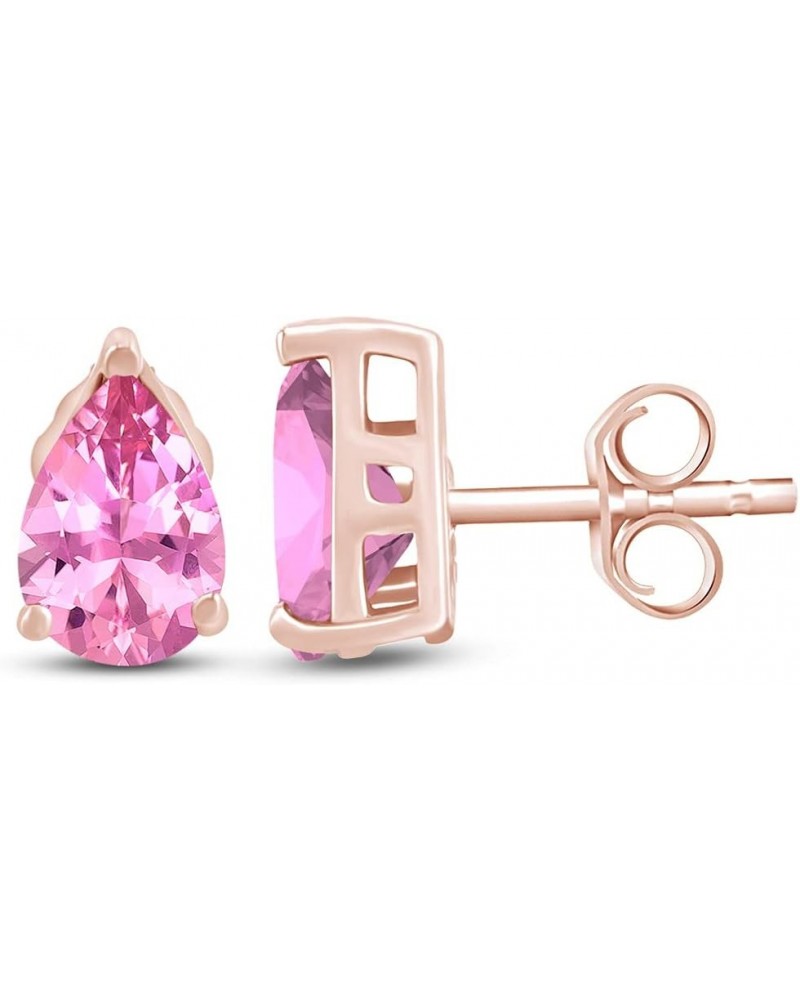 Pear Shape Stud Earrings In 14K Rose Gold Over Sterling Silver (2.5 Ct) Simulated tourmaline $18.72 Earrings