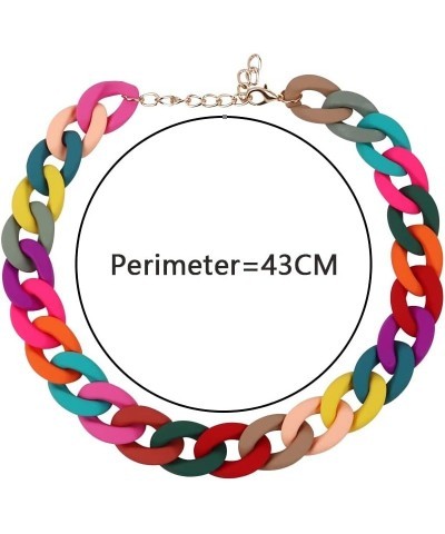 Colorful Acrylic Chain Choker Necklaces For Women Statement Matte Resin Wide Chain Collar Neck Jewelry AM69A (Neon Yellow) Ru...