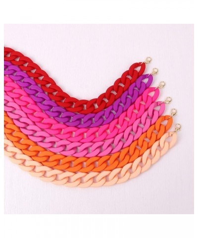 Colorful Acrylic Chain Choker Necklaces For Women Statement Matte Resin Wide Chain Collar Neck Jewelry AM69A (Neon Yellow) Ru...