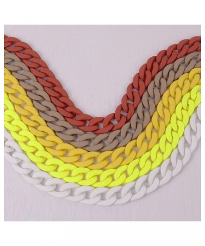 Colorful Acrylic Chain Choker Necklaces For Women Statement Matte Resin Wide Chain Collar Neck Jewelry AM69A (Neon Yellow) Ru...