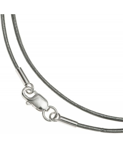 925 Sterling Silver Round Leather Cord 1mm Choker Necklace Grey 20 Inches $9.22 Necklaces