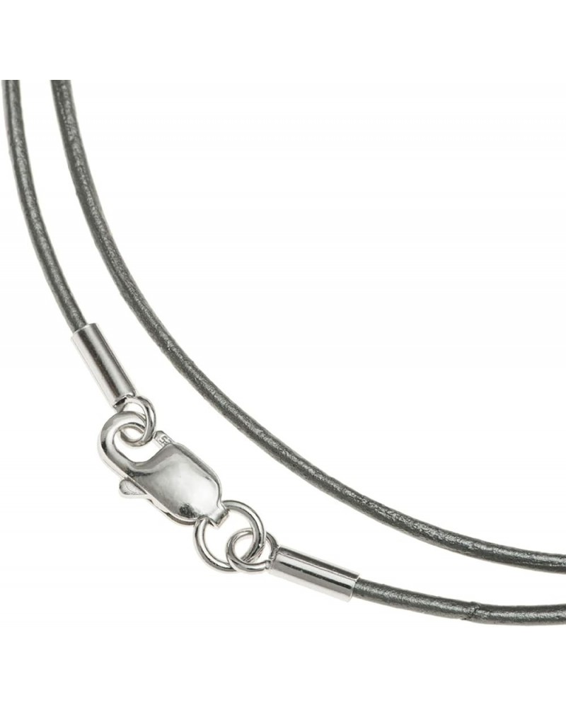 925 Sterling Silver Round Leather Cord 1mm Choker Necklace Grey 20 Inches $9.22 Necklaces