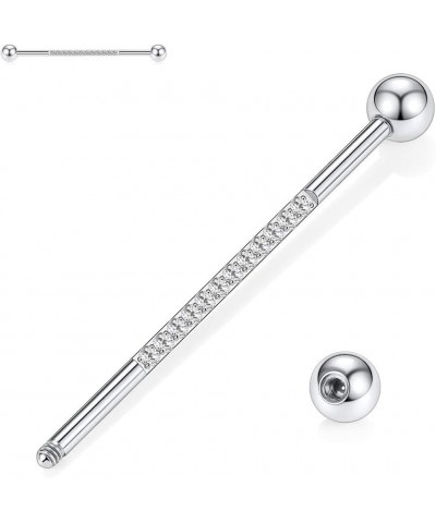 Industrial Bar Industrial Piercing Jewelry 14G Industrial Barbell Surgical Steel for Women Men With CZ/Pyramid/Cross Surface ...