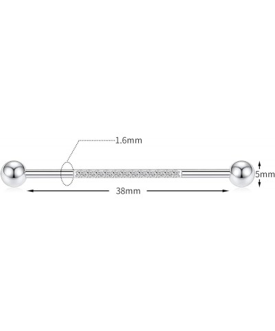 Industrial Bar Industrial Piercing Jewelry 14G Industrial Barbell Surgical Steel for Women Men With CZ/Pyramid/Cross Surface ...