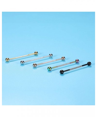 Industrial Bar Industrial Piercing Jewelry 14G Industrial Barbell Surgical Steel for Women Men With CZ/Pyramid/Cross Surface ...