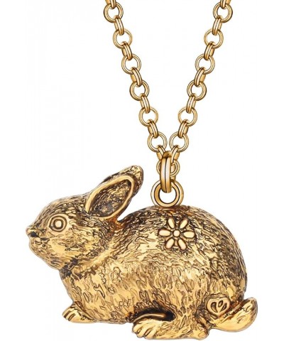 Easter Alloy Gold Silver Plated Rabbit Necklace Bunny Pendant Novelty Jewelry Gifts for Women Girls Antique Gold Plated $8.24...