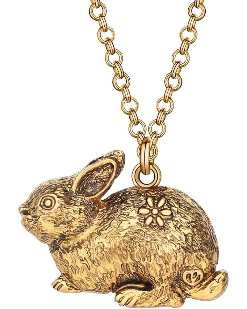 Easter Alloy Gold Silver Plated Rabbit Necklace Bunny Pendant Novelty Jewelry Gifts for Women Girls Antique Gold Plated $8.24...